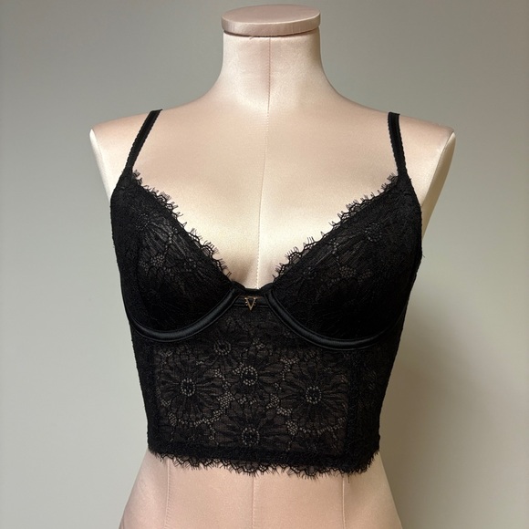 Victoria's Secret Black Lace Longline Bralette 32D - Picture 5 of 6